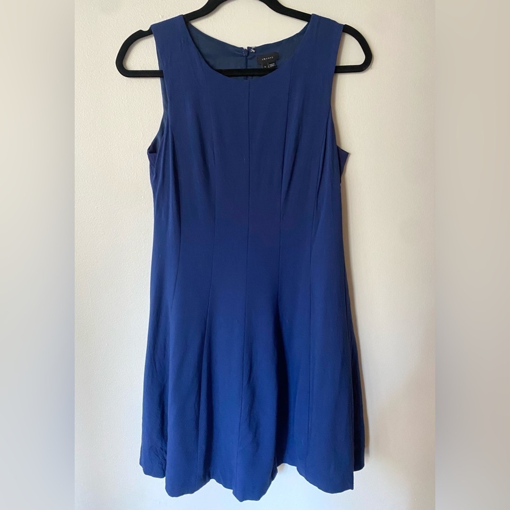 Theory Wool Blend Sleeveless Tilfi K Korka Blue Fit and Flare Mini Dress Size 6 - Picture 2 of 10